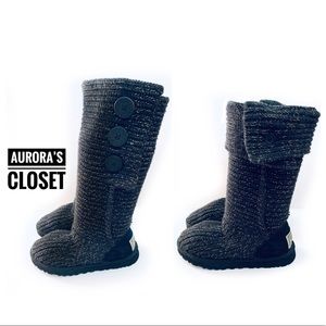 UGG 5 Black Cardy Tall Gold Knee Knitted Boots Sweater